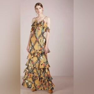 Anthropologie Patbo Moana maxi ruffle dress yellow floral size 2. NWOT